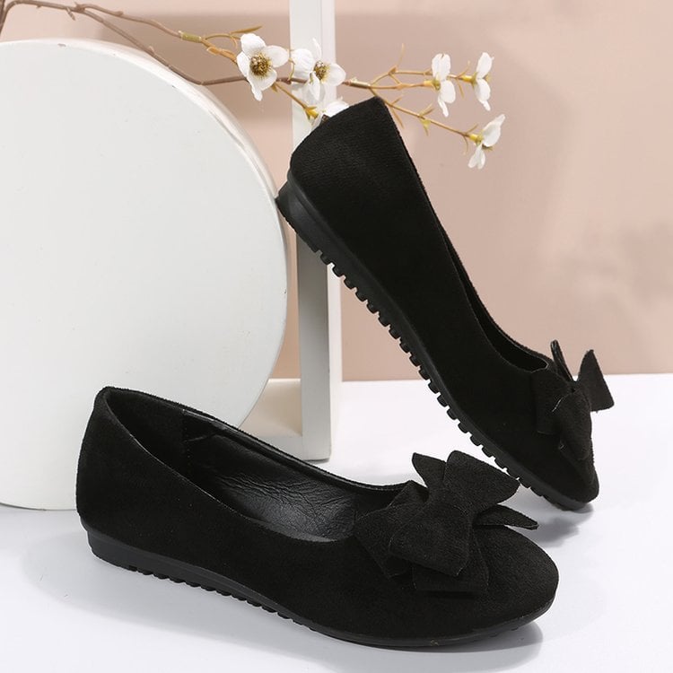 Sophie | Elegant Slip-On Dam Loafers Med Rosett och Gummisula 0