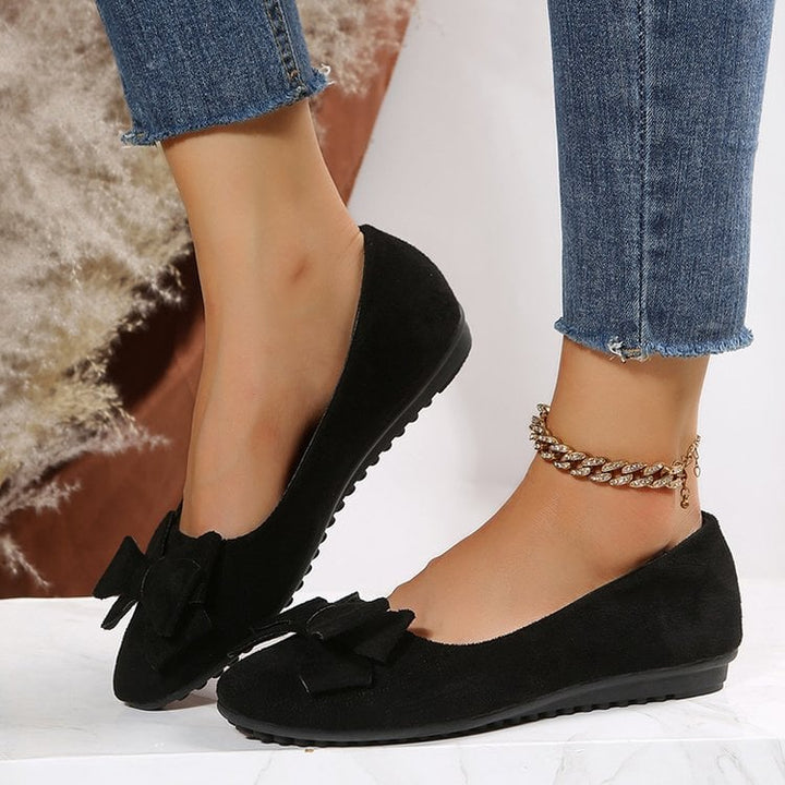 Sophie | Elegant Slip-On Dam Loafers Med Rosett och Gummisula 1