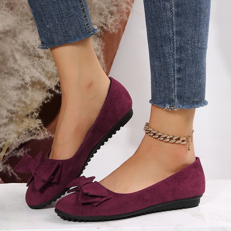 Sophie | Elegant Slip-On Dam Loafers Med Rosett och Gummisula 2