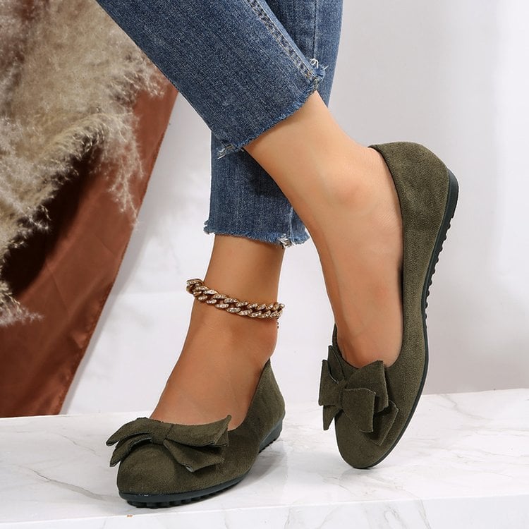Sophie | Elegant Slip-On Dam Loafers Med Rosett och Gummisula 4