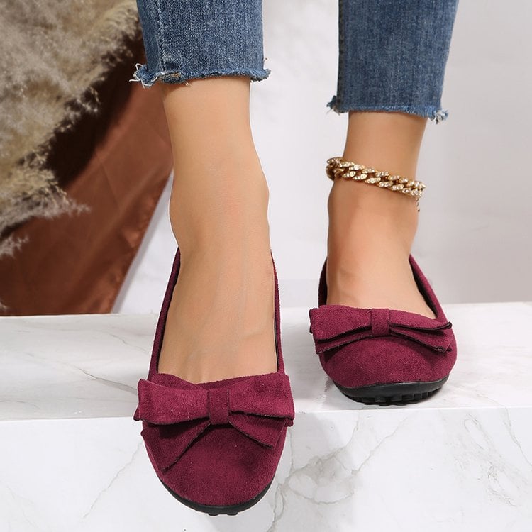 Sophie | Elegant Slip-On Dam Loafers Med Rosett och Gummisula 5