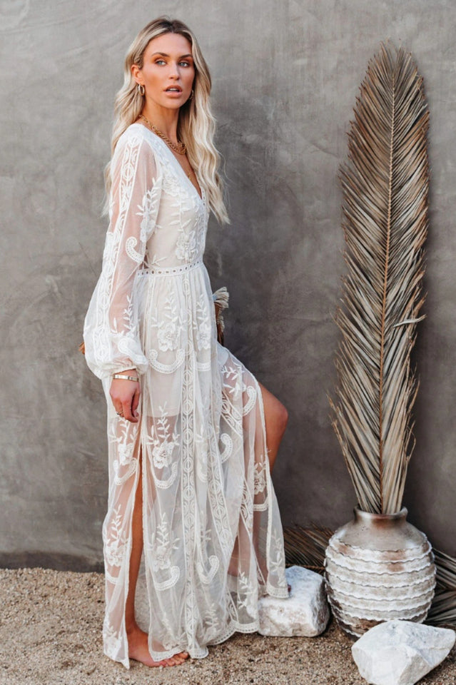 Sophie | Elegant Sommarklänning med Spets och Slits 8