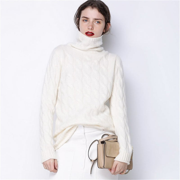 Sophie | Elegant Stickad Dam Tröja Med Hög Hals 1