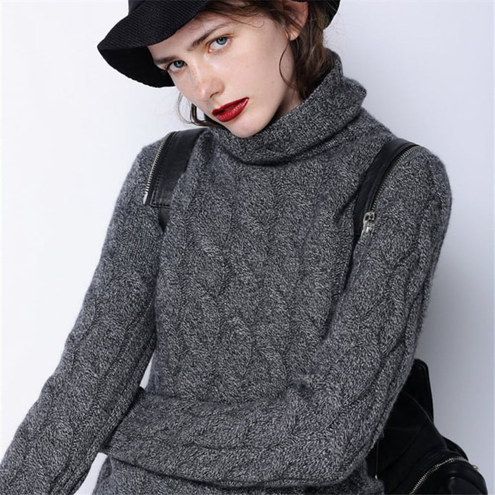Sophie | Elegant Stickad Dam Tröja Med Hög Hals 2