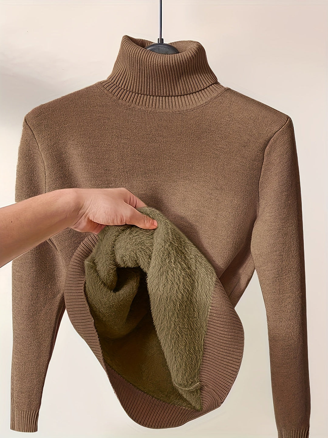 Sophie | Elegant Stickad Polotröja Dam i Khaki 2