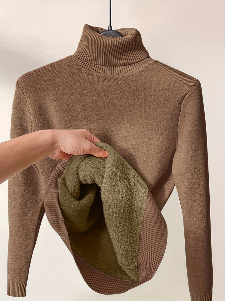 Sophie | Elegant Stickad Polotröja Dam i Khaki 2