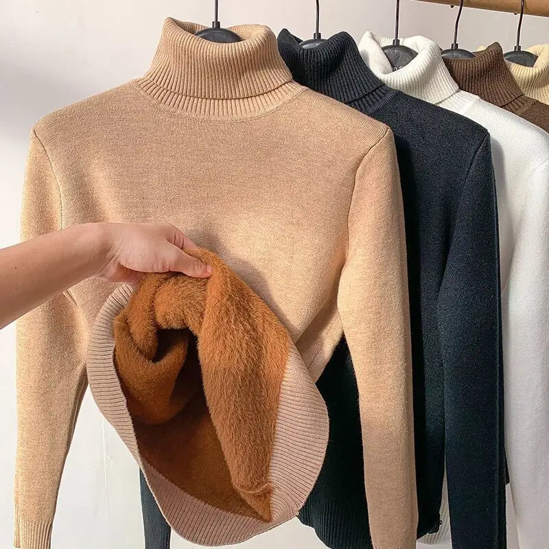 Sophie | Elegant Stickad Polotröja Dam i Khaki 3