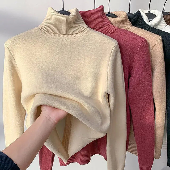 Sophie | Elegant Stickad Polotröja Dam i Khaki 4