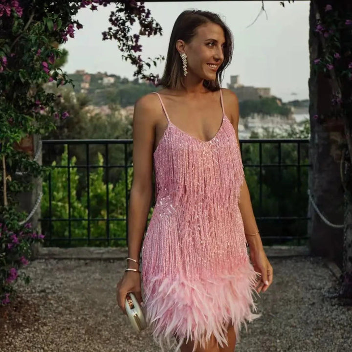 Sophie | Elegant Svart Festklänning med Fransar för Dam 4