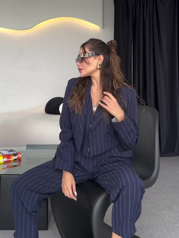 Sophie | Elegant Tredelat Set med Väst och Högmidjade Byxor 1