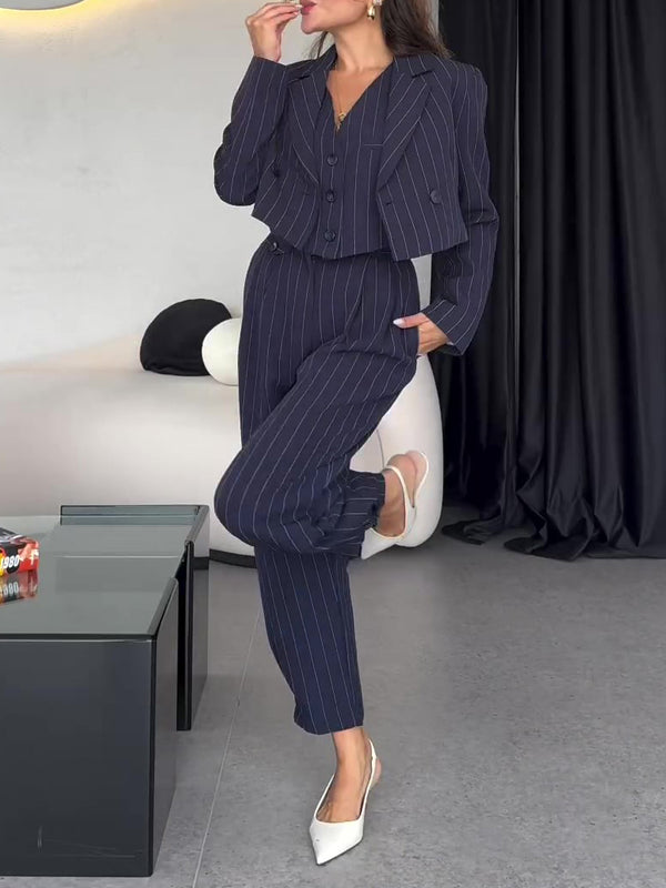 Sophie | Elegant Tredelat Set med Väst och Högmidjade Byxor 5