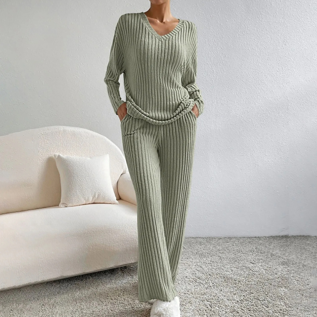 Sophie | Elegant V-Neck Loungewear Set För Damer 2