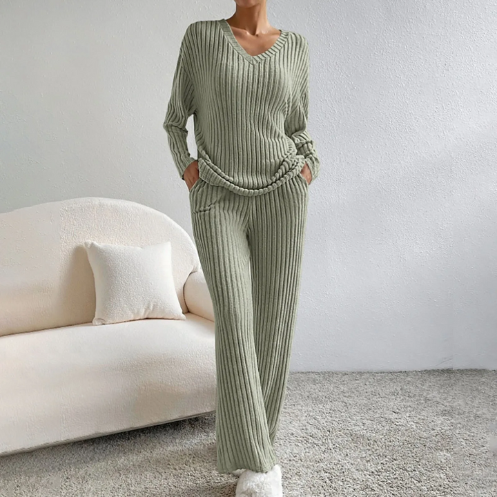 Sophie | Elegant V-Neck Loungewear Set För Damer 2