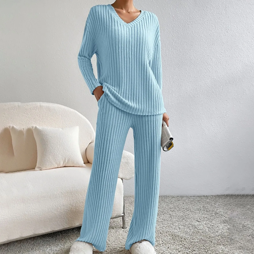 Sophie | Elegant V-Neck Loungewear Set För Damer 4