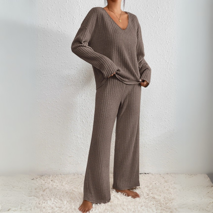 Sophie | Elegant V-Neck Loungewear Set För Damer 5