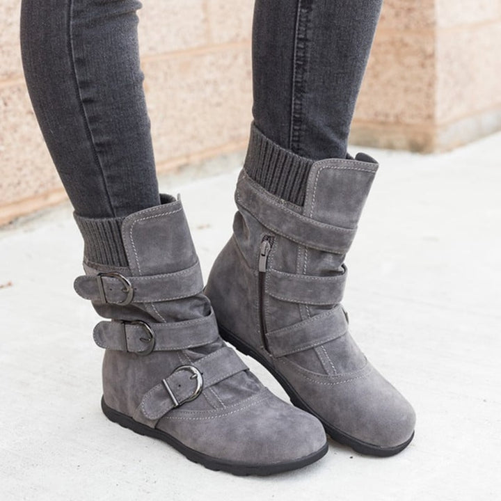 Sophie | Elegant Vinterstövlar Dam med Runda Tå och Platt Häl 3