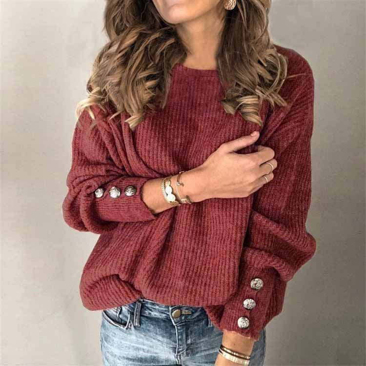 Sophie | Elegant Vit Långärmad Tröja med Knäppdetaljer 3