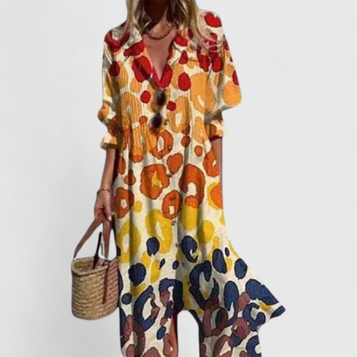 Sophie | Färgglad Boho Dam Klänning med Eleganta Mönster 1