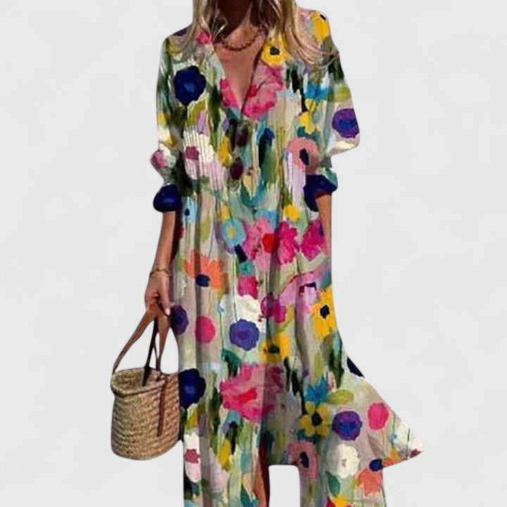 Sophie | Färgglad Boho Dam Klänning med Eleganta Mönster 5