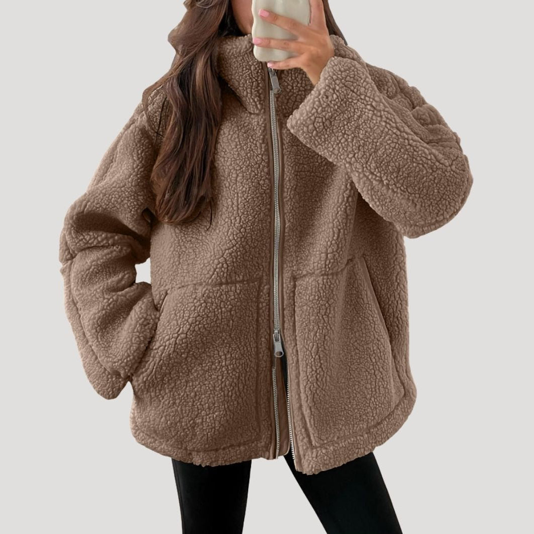Sophie | Fluffig Teddy Fleecejacka Dam för Kalla Vinterdagar 0