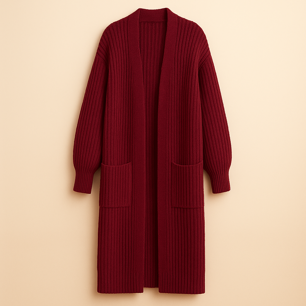 Sophie | Lång Stickad Kofta i Oversized Stil 0