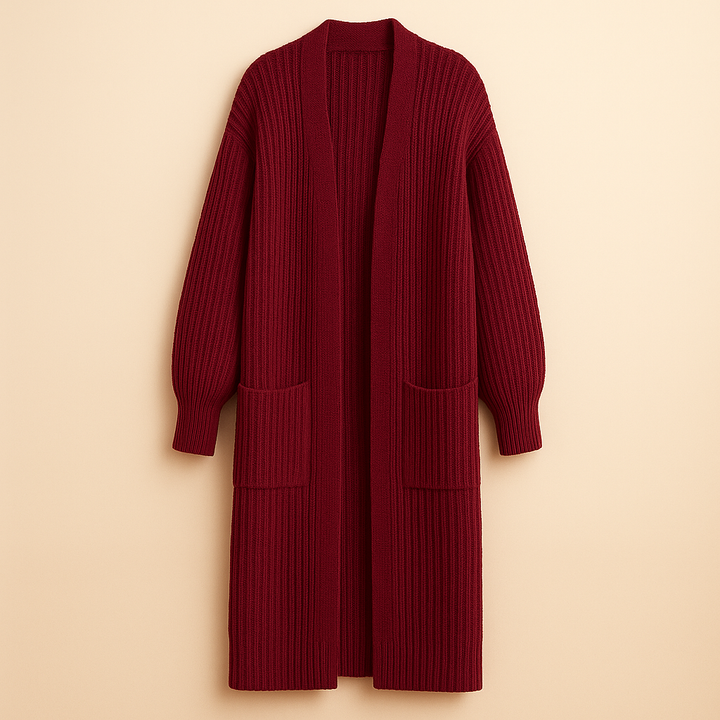 Sophie | Lång Stickad Kofta i Oversized Stil 0