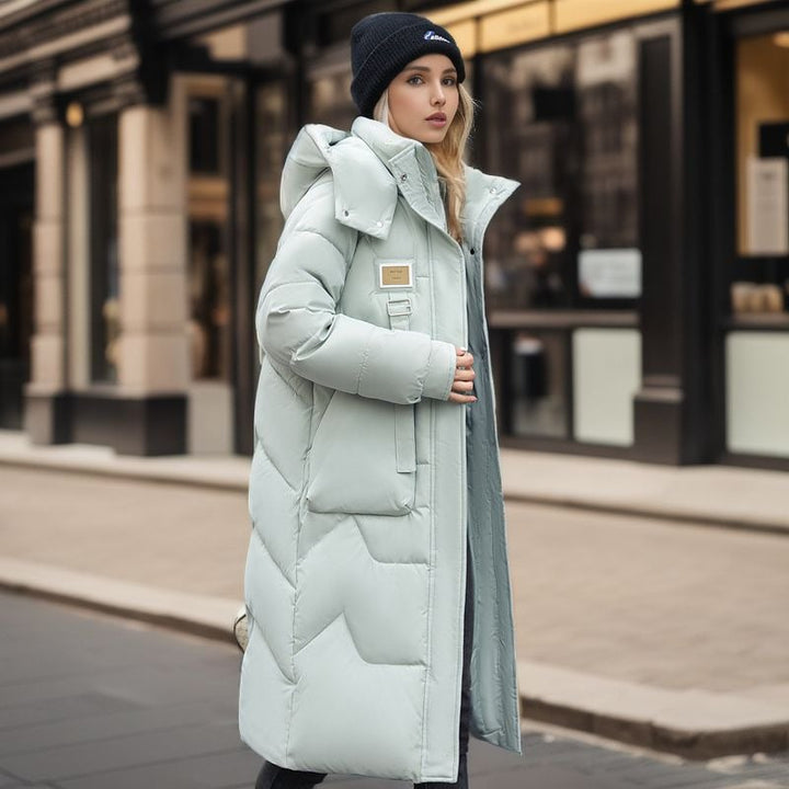 Sophie | Midjelång Vinterjacka Dam Med Avtagbar Huva 4