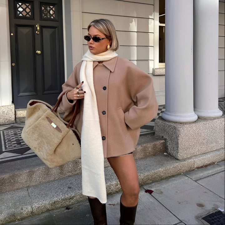 Sophie | Modern Oversized Vinterkappa Ull Dam med Mjuk Insida 5