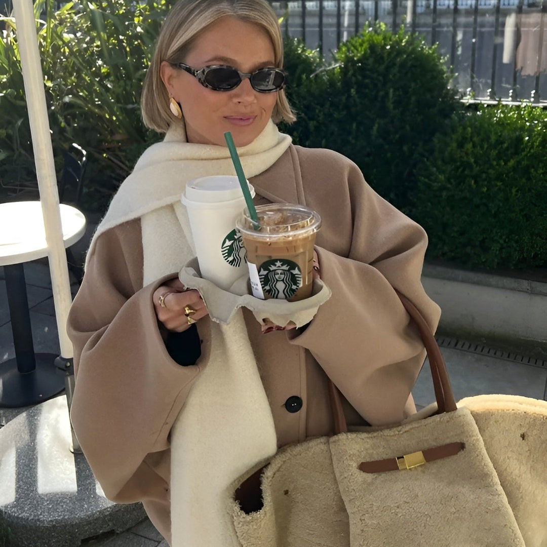 Sophie | Modern Oversized Vinterkappa Ull Dam med Mjuk Insida 7