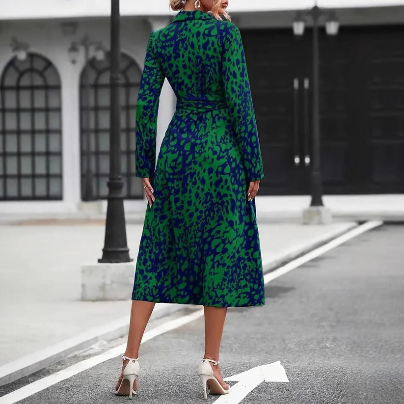 Sophie | Mönstrad Elegant Midiklänning med Knytbälte 4