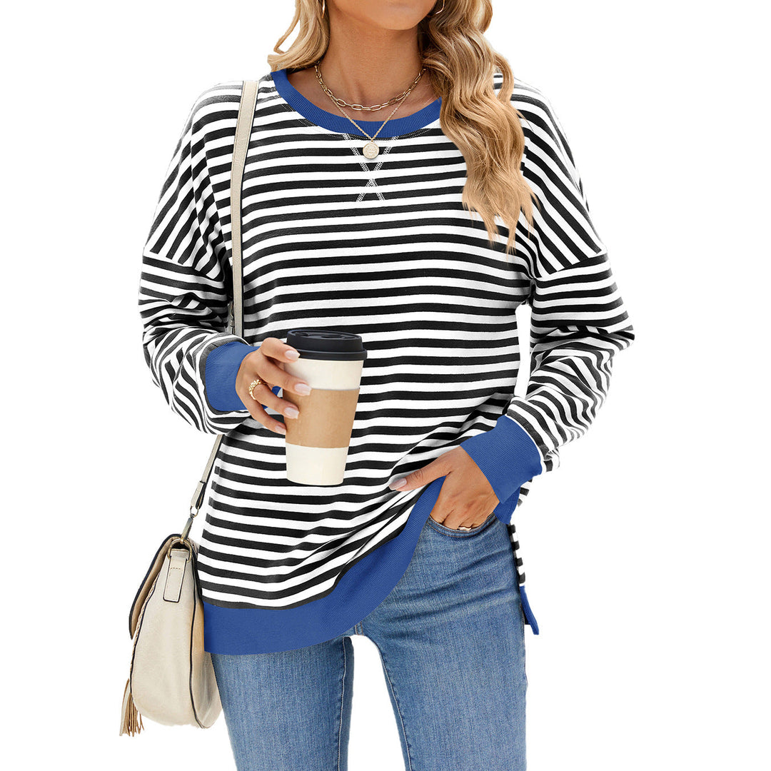 Sophie | Randig Långärmad T-Shirt med Sidosprund 1