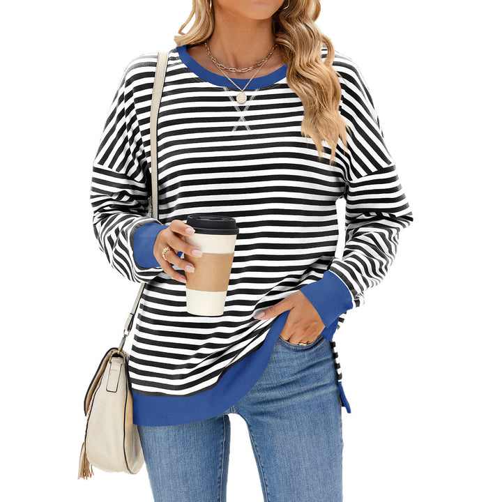 Sophie | Randig Långärmad T-Shirt med Sidosprund 1