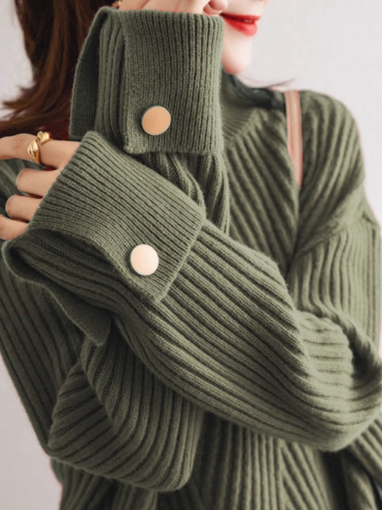 Sophie | Ribbad Oversize Polotröja för Dam med Hög Krage 2