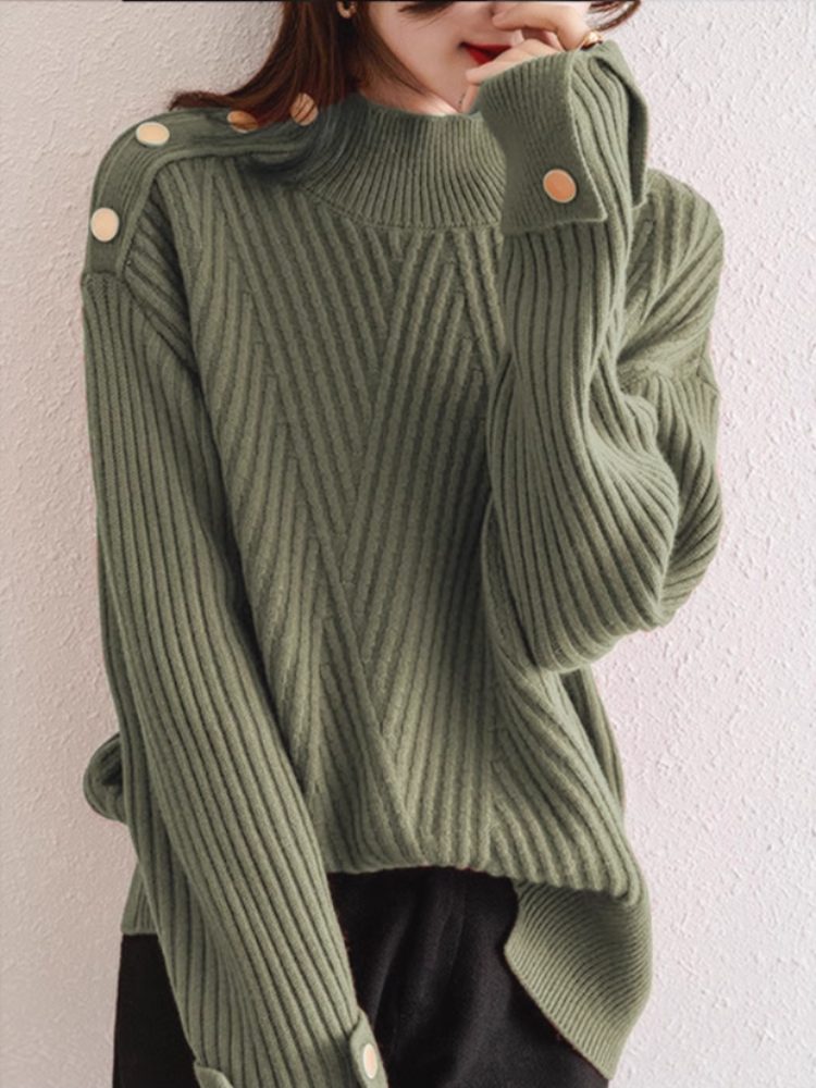 Sophie | Ribbad Oversize Polotröja för Dam med Hög Krage 4