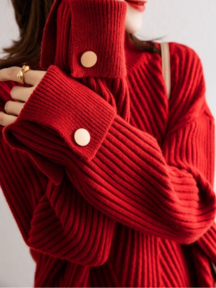 Sophie | Ribbad Oversize Polotröja för Dam med Hög Krage 5