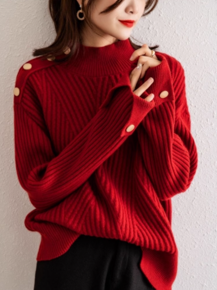 Sophie | Ribbad Oversize Polotröja för Dam med Hög Krage 8
