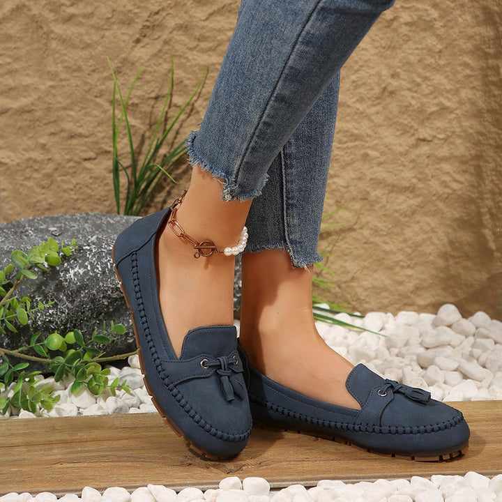 Sophie | Rundtåiga Halkfria Dam Loafers med Låg Klack 7