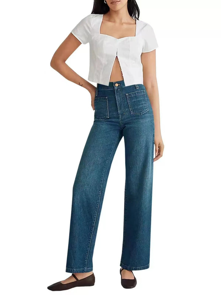 Sophie | Slitna Högmidjade Vida Jeans för En Modern Look 0