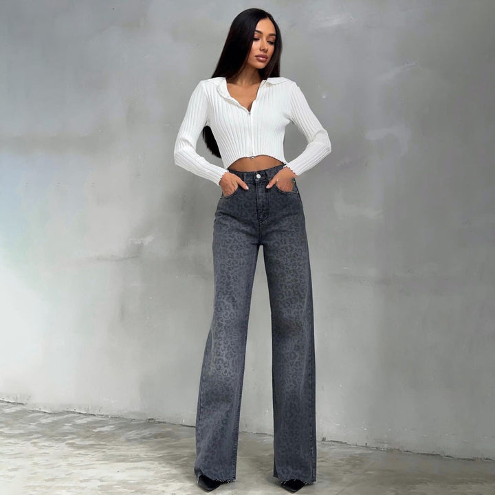 Sophie | Trendiga Hög Midja Skinny Jeans med Leopardmönster 0
