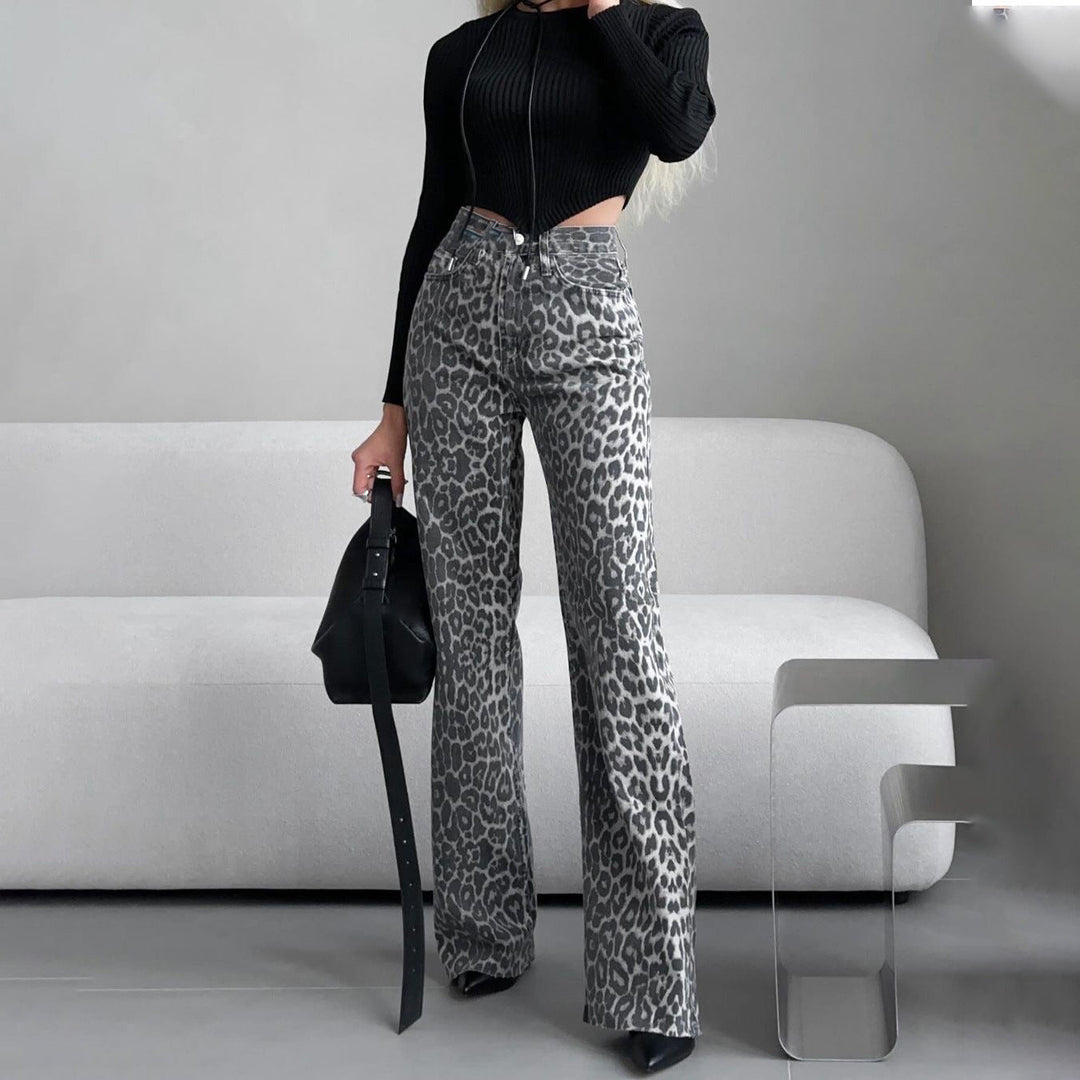 Sophie | Trendiga Hög Midja Skinny Jeans med Leopardmönster 2