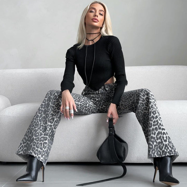 Sophie | Trendiga Hög Midja Skinny Jeans med Leopardmönster 3