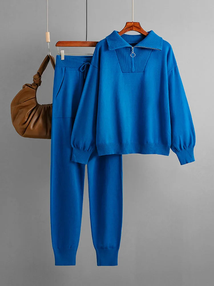 Sophie | Trendigt Stickat Loungeset med Pullover och Taperade Joggers 1
