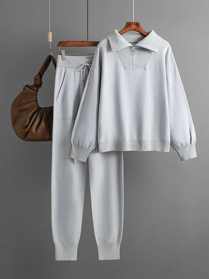 Sophie | Trendigt Stickat Loungeset med Pullover och Taperade Joggers 3