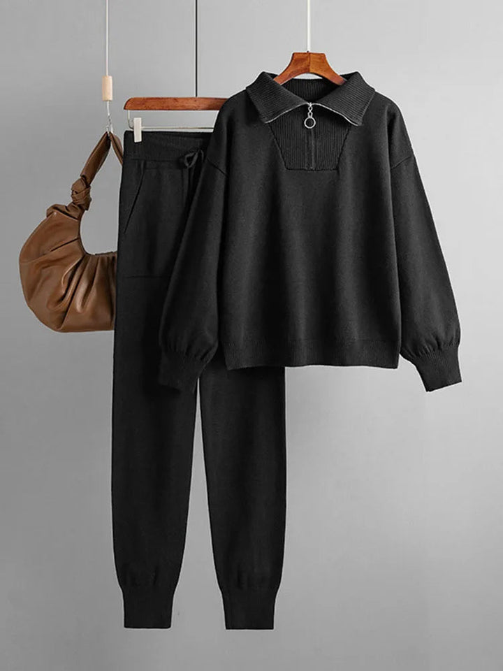 Sophie | Trendigt Stickat Loungeset med Pullover och Taperade Joggers 4