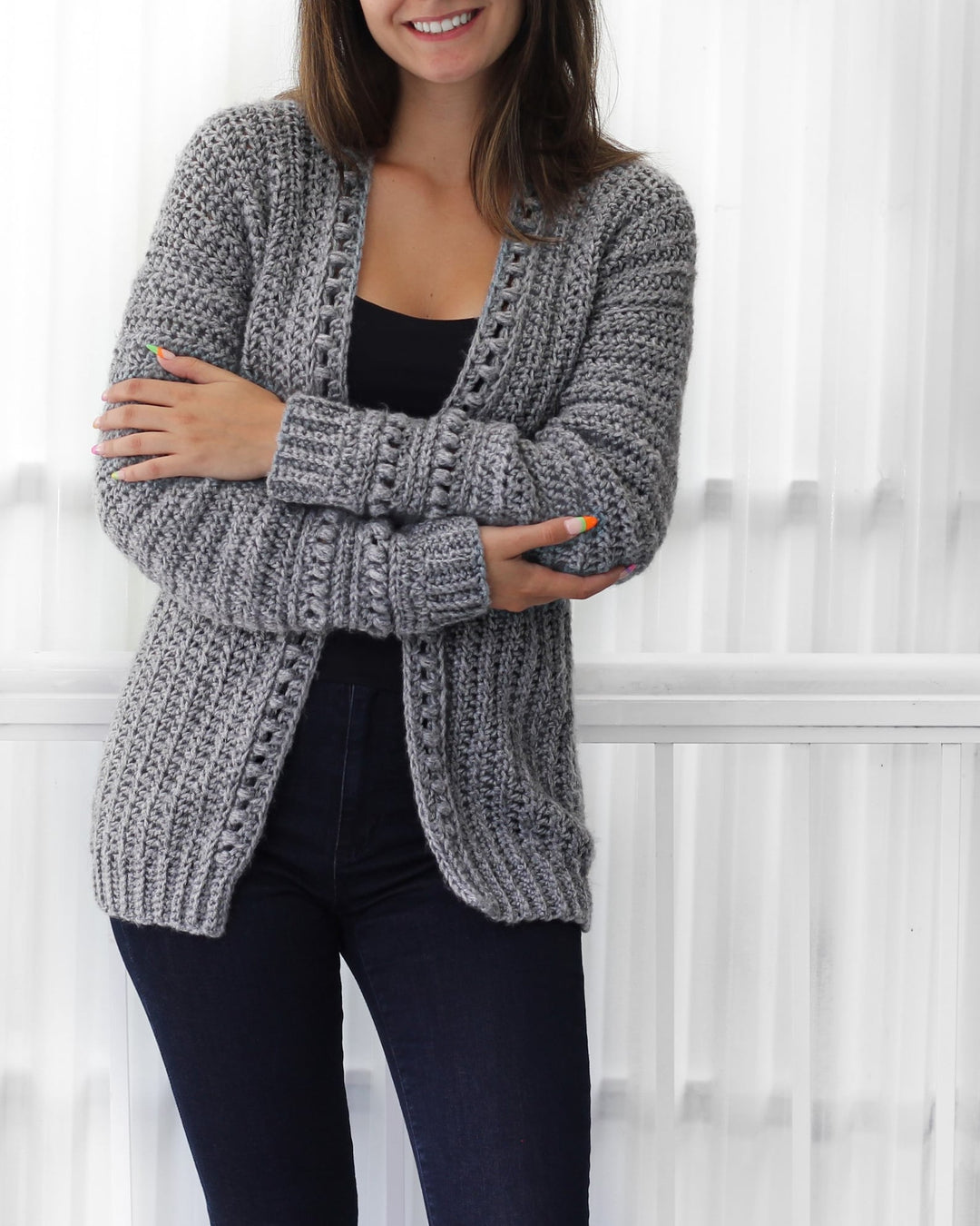 Sophie | Virkad Långärmad Dam Kofta med Bobble-textur 0