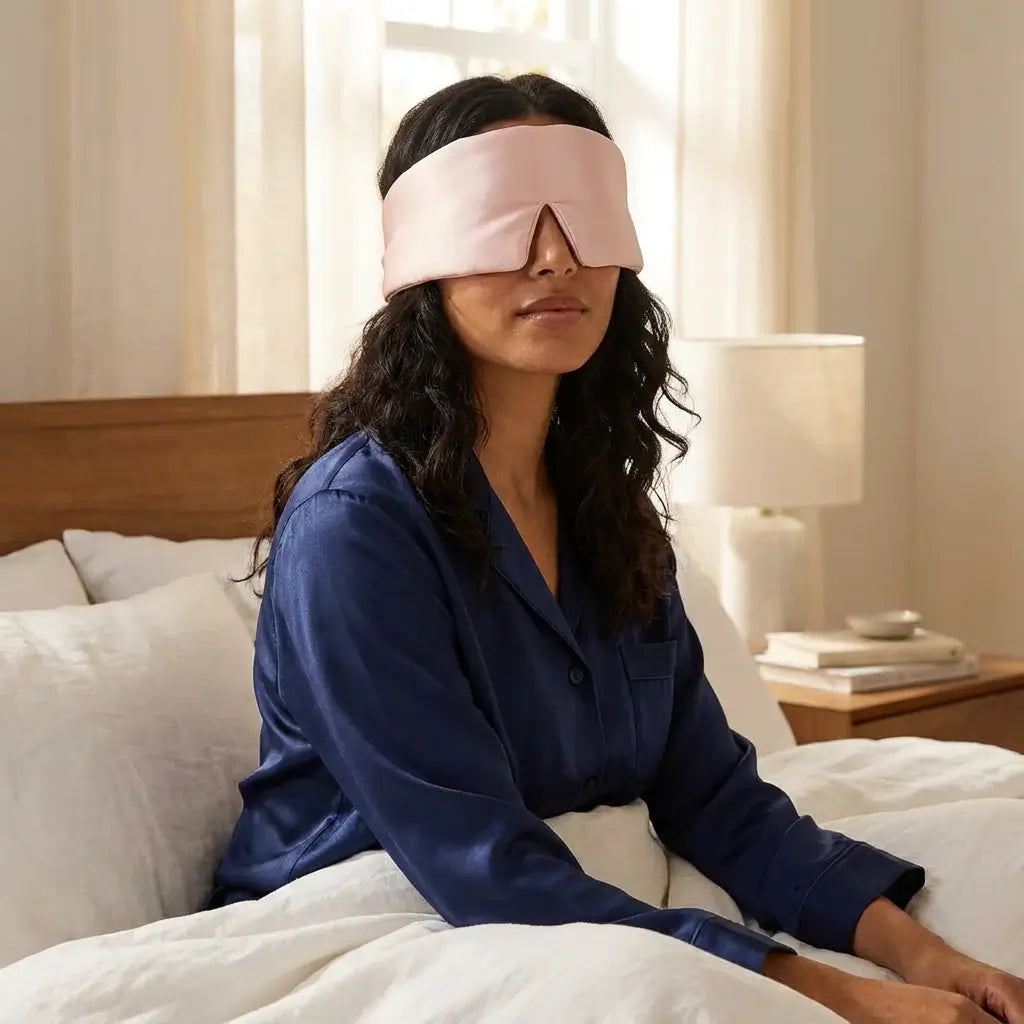 Sovmask Siden | Hypoallergenisk Sovmask med 100% Ljusblockering | För Djupare Sömn och Fräschare Hud 9