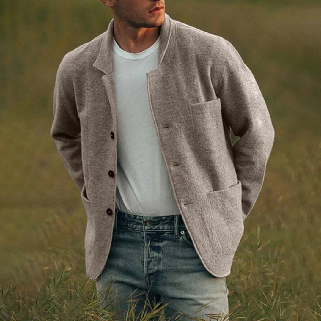 Stickad Cardigan för Män med Varm Termisk Insida och Flera Fickor | Mångsidig Design för Alla Tillfällen 0