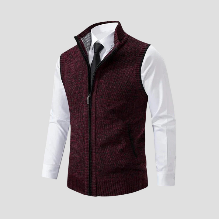 Stickad Gilet för Män med Kontrastkant och Dragkedja | Smart Casual Lager för Vardagsbruk 2