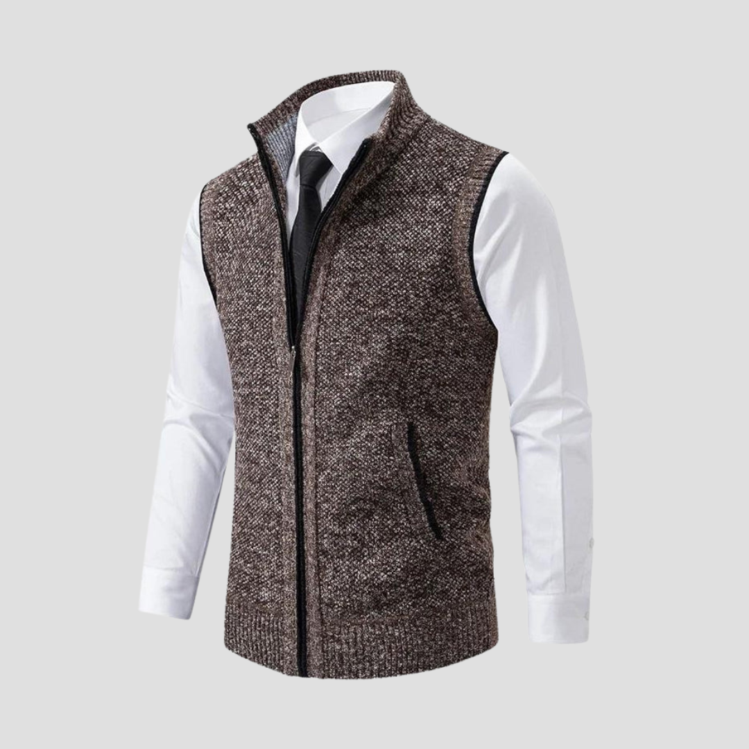Stickad Gilet för Män med Kontrastkant och Dragkedja | Smart Casual Lager för Vardagsbruk 5