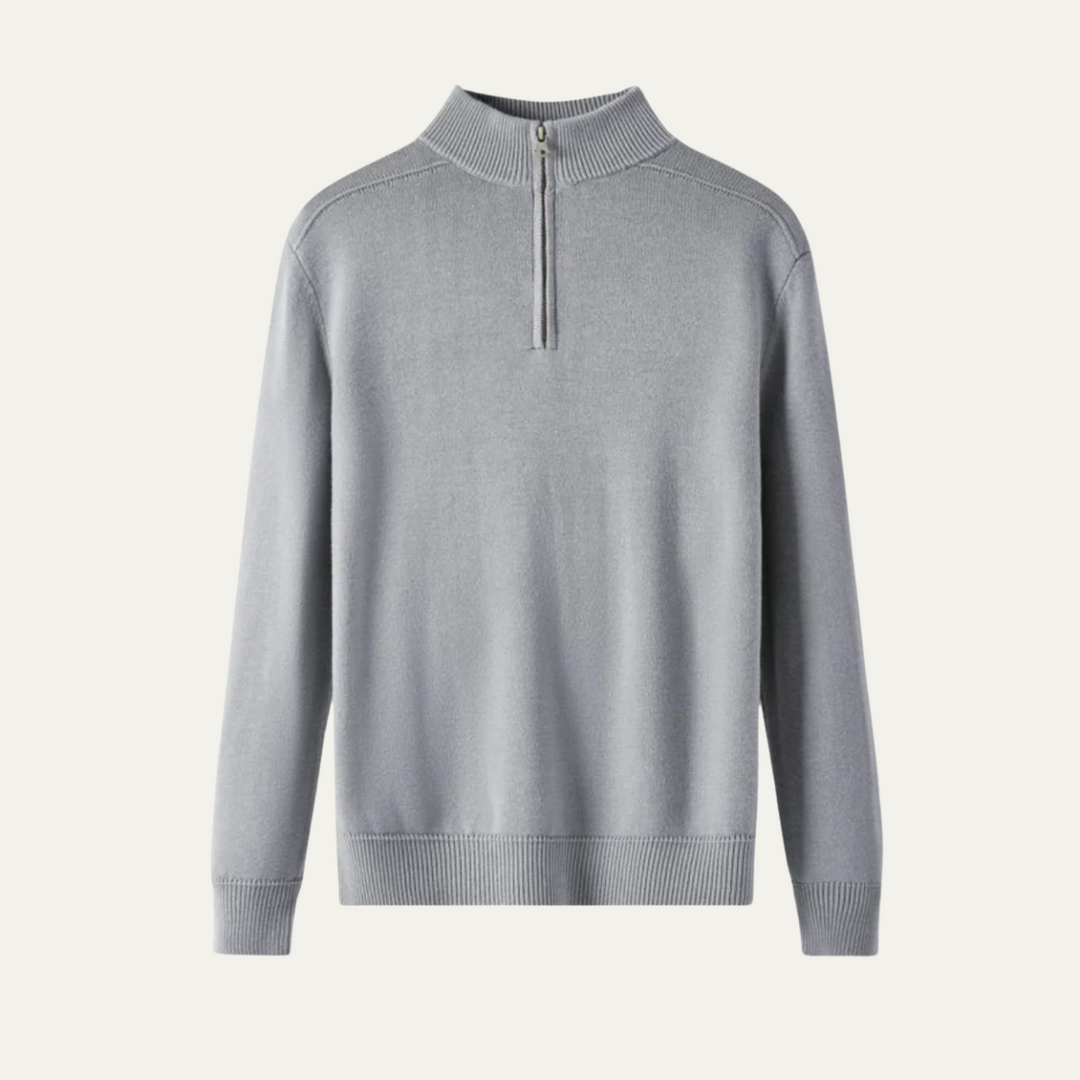 Stickad Tröja för Män med Kvartsdragkedja | Skräddarsydd Passform för Elegant Stil 0